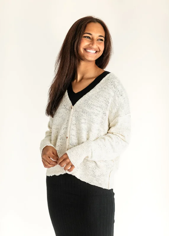 Button Front Drop Shoulder Cardigan - FINAL SALE