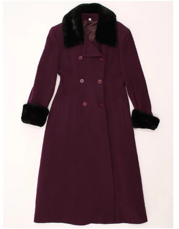 WOOLRICH Womens Overcoat UK 14 Medium Purple Wool