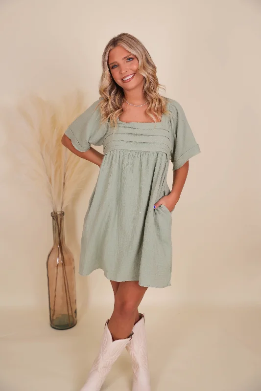 See Me Over Here Dress-Sage