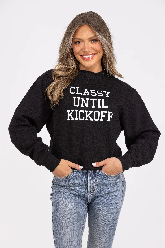 Classy Until Kickoff Women's Graphic Crewneck Sweatshirt *Final Sale*