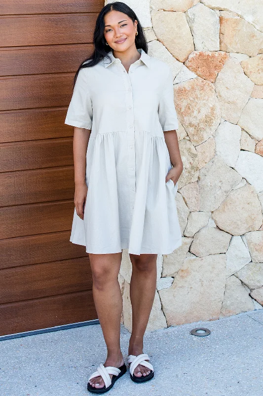 Selena Linen Dress Natural