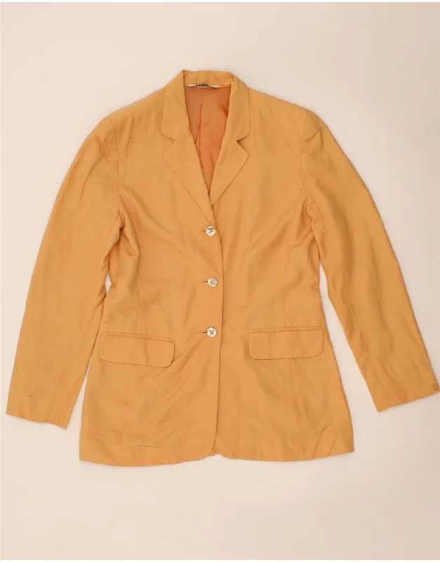 LAURA ASHLEY Womens Long Sleeve 3 Button Blazer Jacket UK 12 Medium Yellow