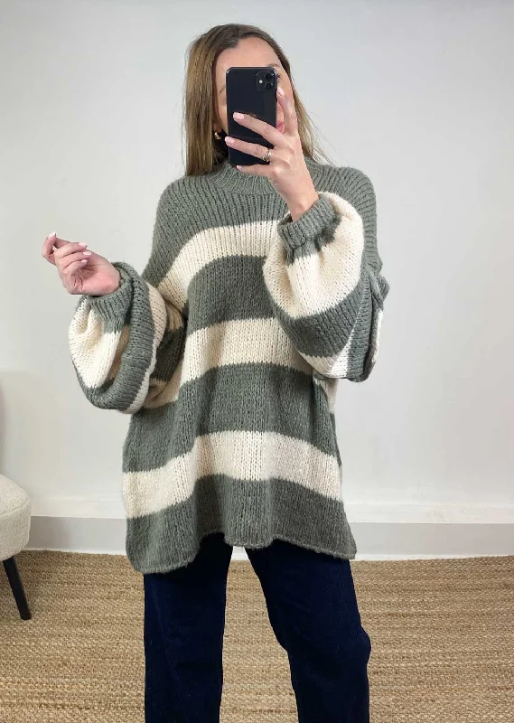 Laney Stripe Jumper in Sage Green