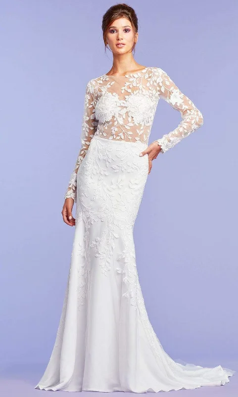 Tadashi Shoji - Holden Long-Sleeve Illusion Gown