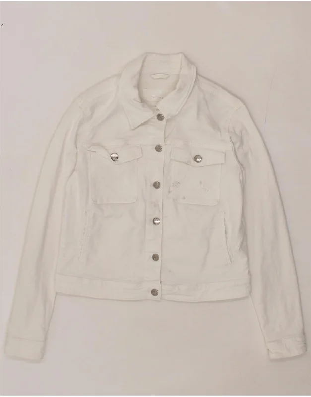 HUGO BOSS Womens Denim Jacket UK 10 Small White Cotton