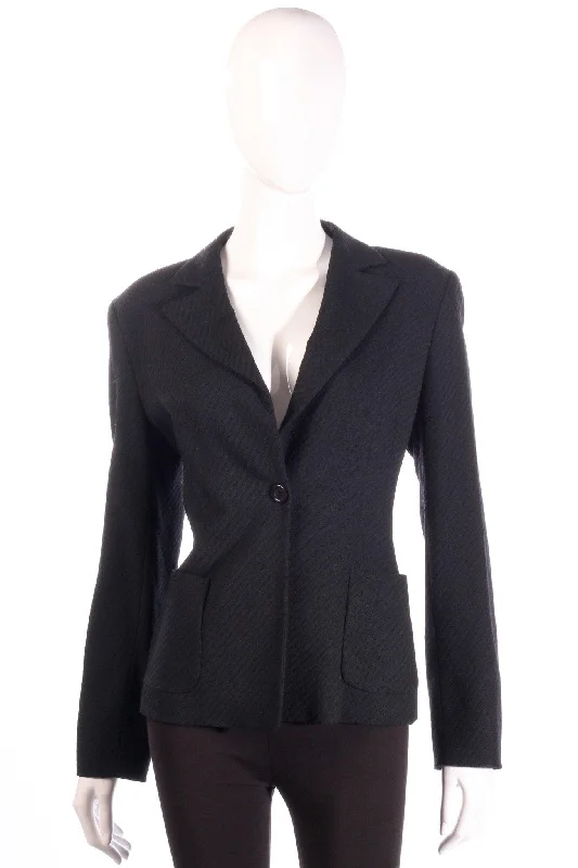 Marella Jacket Single Breasted Relaxed Cut Wool Black UK Size 14