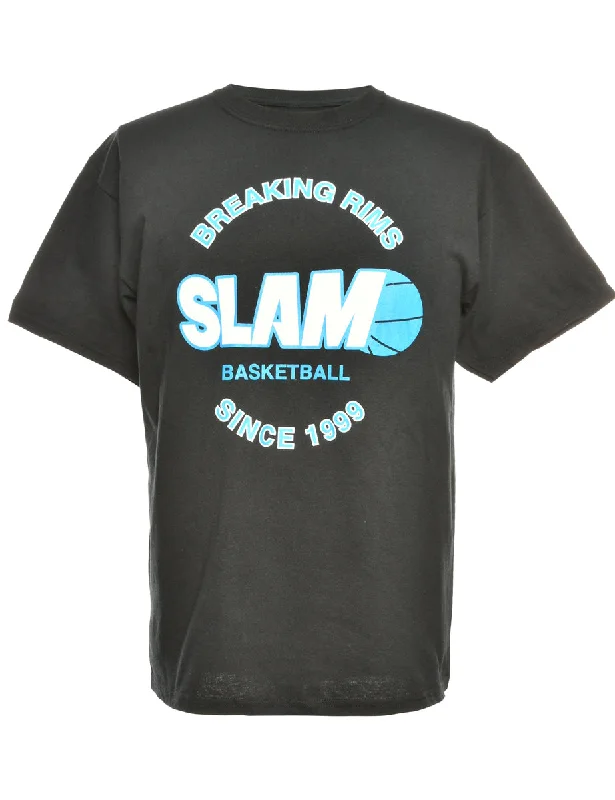 Black & Blue Basketball Design T-Shirt - L