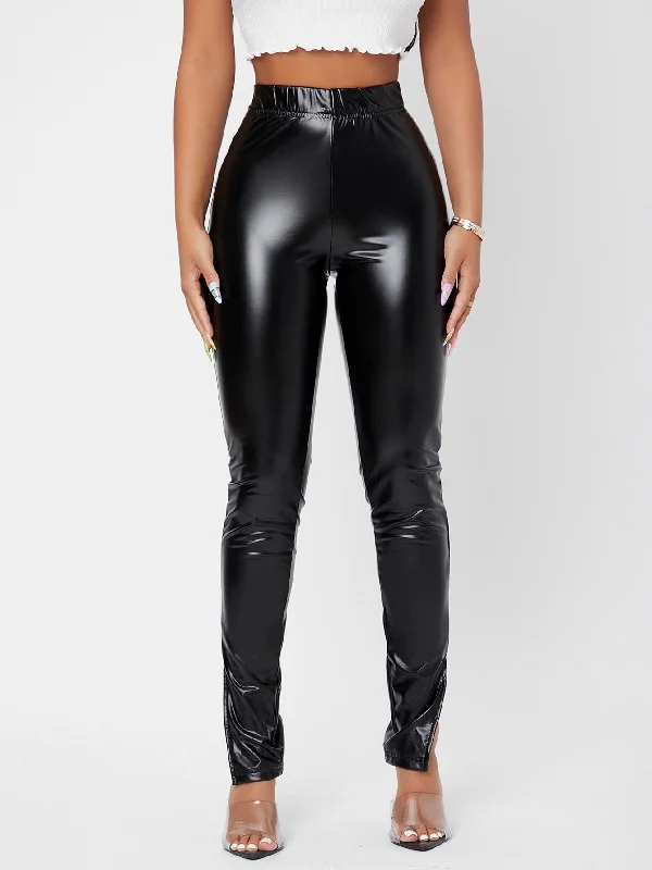 Glamorous Plain Split High Waist Long Women Pants Gym