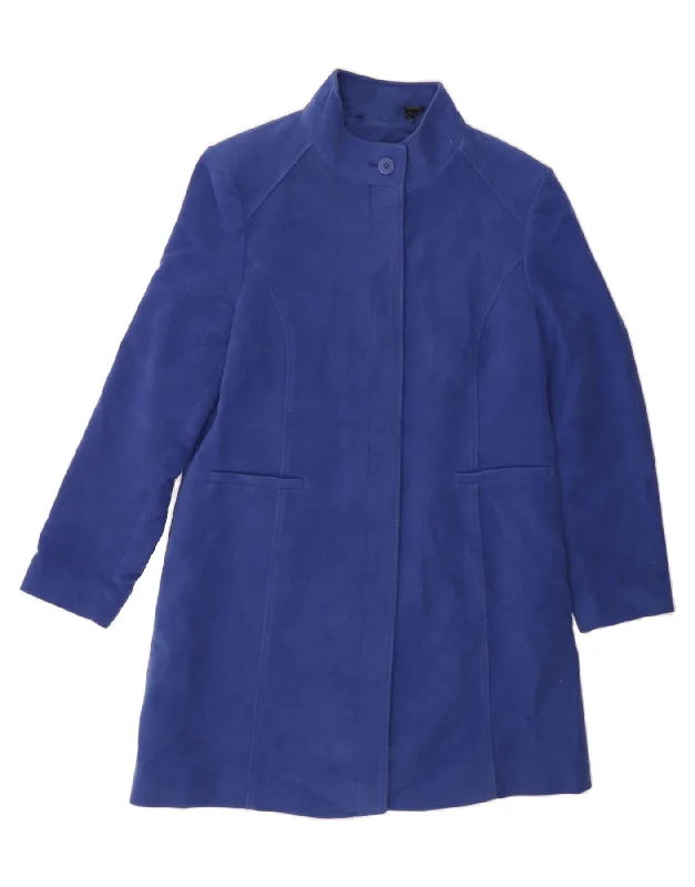 LAURA ASHLEY Womens Overcoat UK 16 Large Blue Cotton