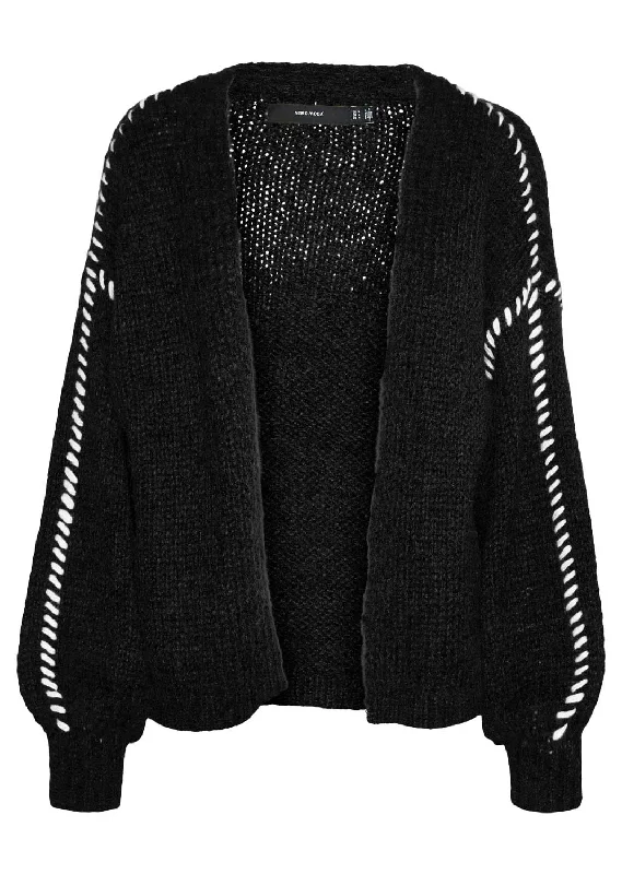 Feng Blanket Stitch Cardigan in Black