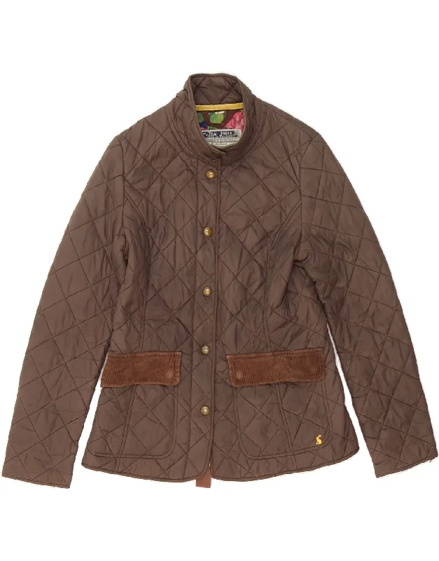 JOULES Womens Quilted Jacket UK 12 Medium Brown