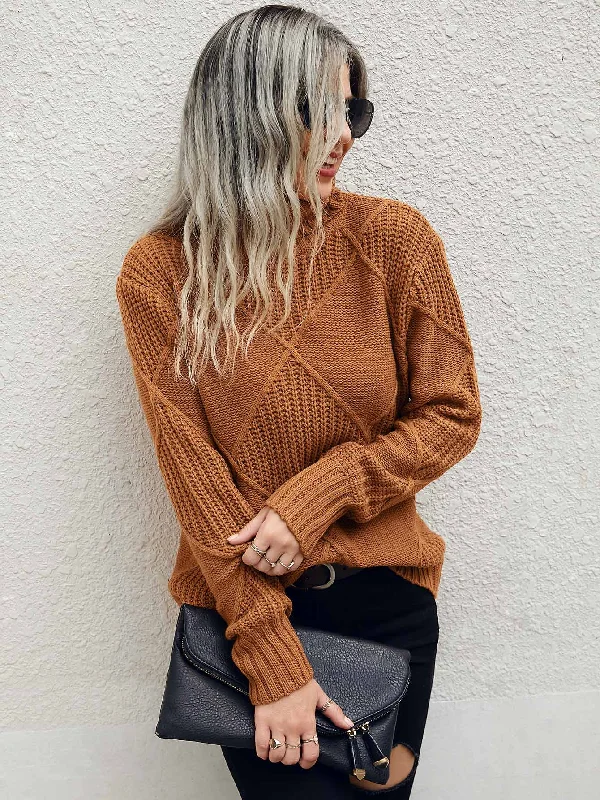 Casual Plain Long Sleeve High Neck Regular Women Sweater