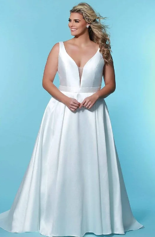 Sydney's Closet - SC5229 Plunging Bodice Mikado Bridal Gown