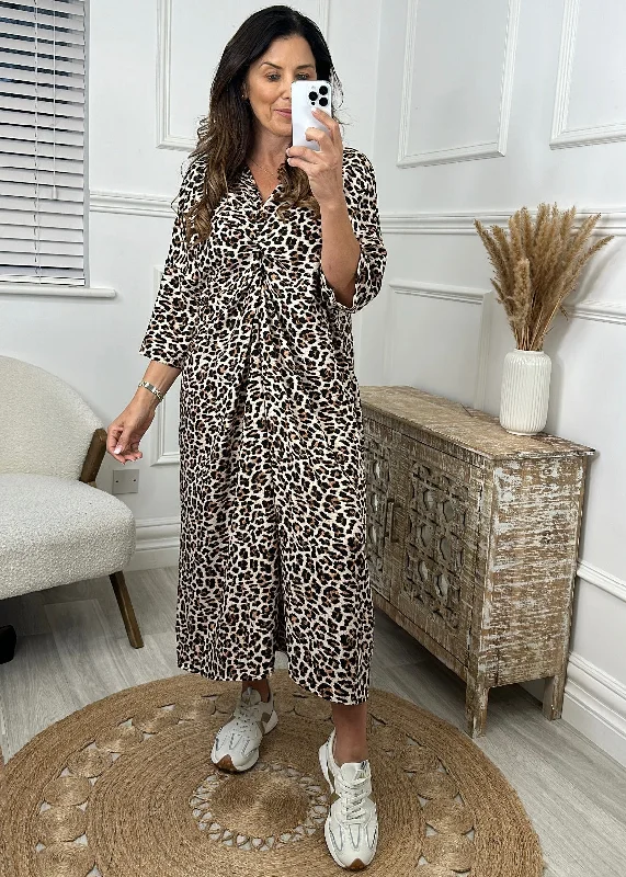 Virginia Leopard Print Twisted Front Dress