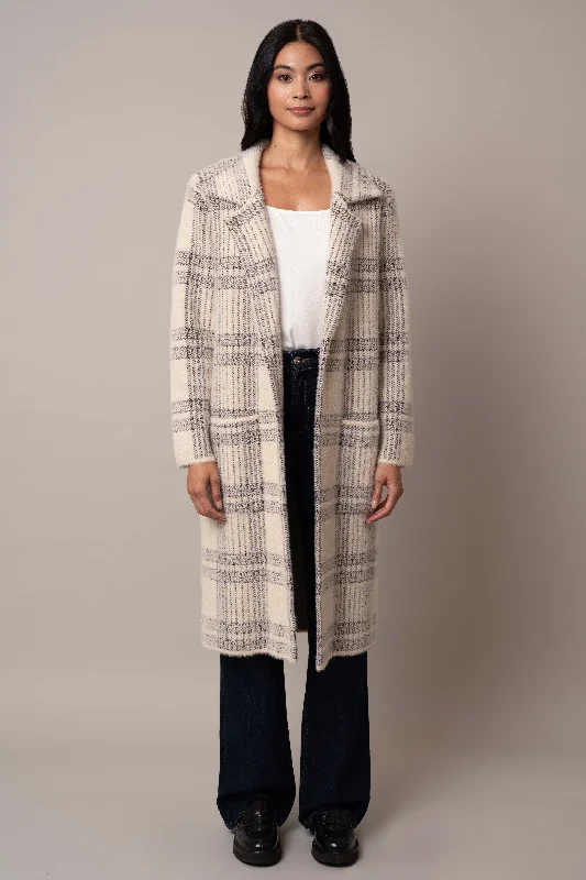 Open Plaid Mink Coat