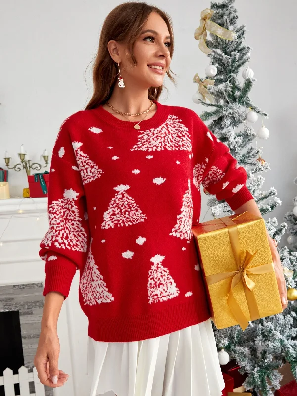 Casual Christmas Long Sleeve Round Neck Regular Women Sweater