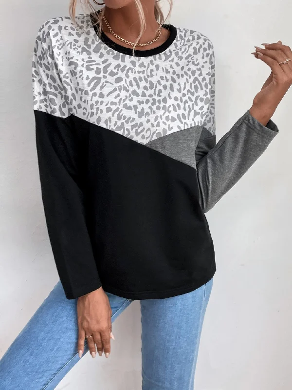 Casual Colorblock Long Sleeve Round Neck Regular Women Sweatshirt