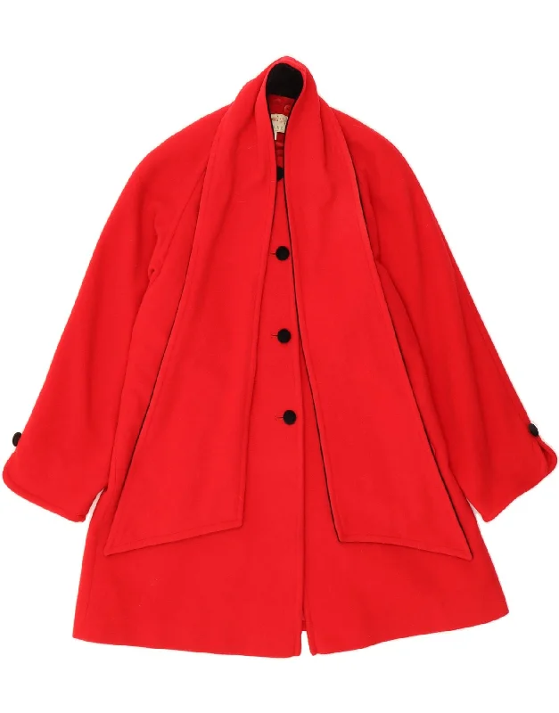 BLARNEY Womens Overcoat UK 14 Medium Red Wool