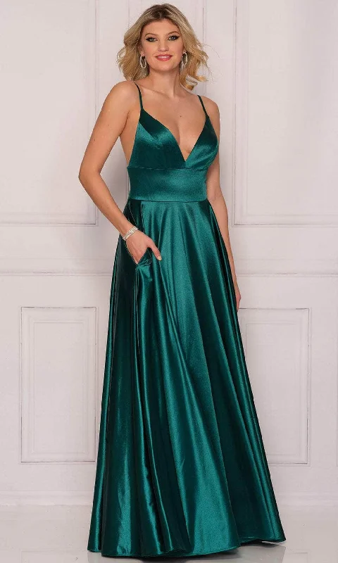 Dave & Johnny A8994 - Sleeveless Satin Gown With Pockets