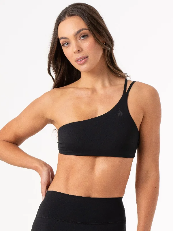 NKD One Shoulder Sports Bra - Black