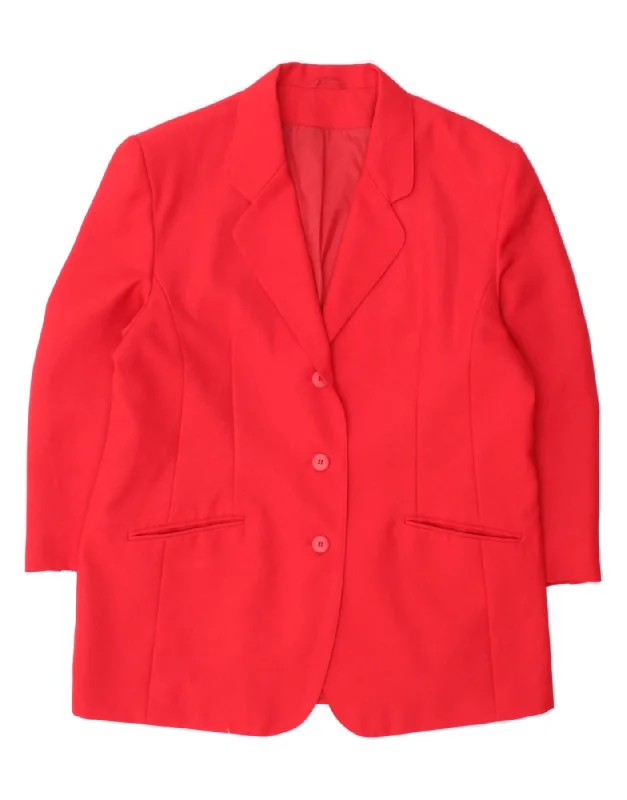 CLASSIC Womens 3 Button Blazer Jacket UK 18 XL Red Polyester