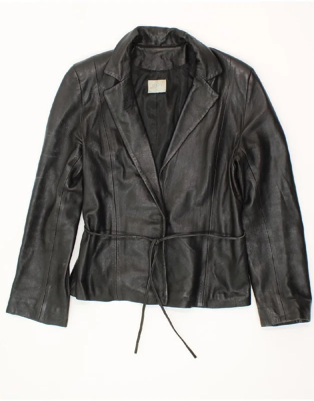 OASIS Womens Leather Jacket UK 14 Large Black Leather