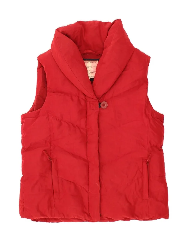 JOULES Womens Padded Gilet UK 14 Large Red Polyester