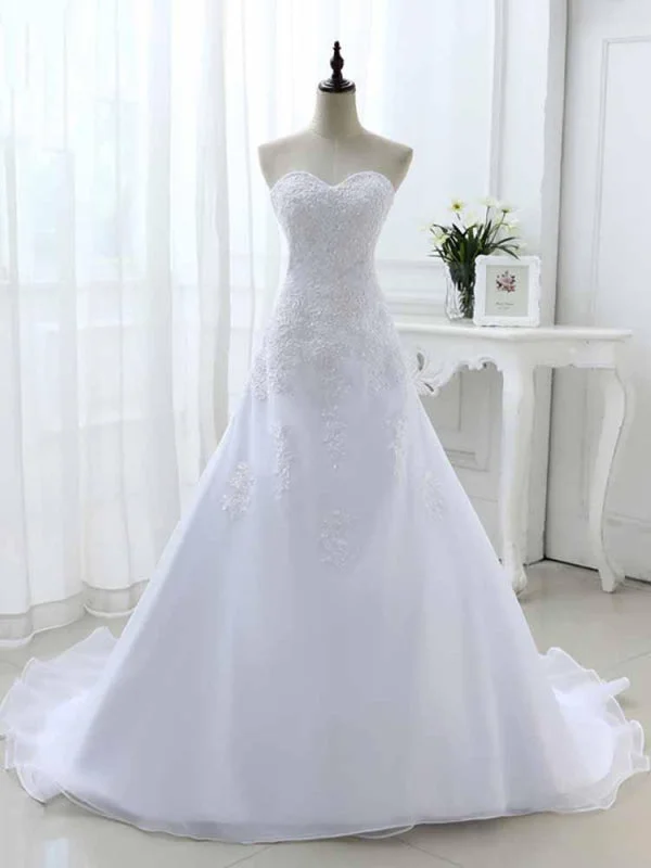 Elegant Sweetheart Lace-Up Mermaid A-Line Wedding Dresses