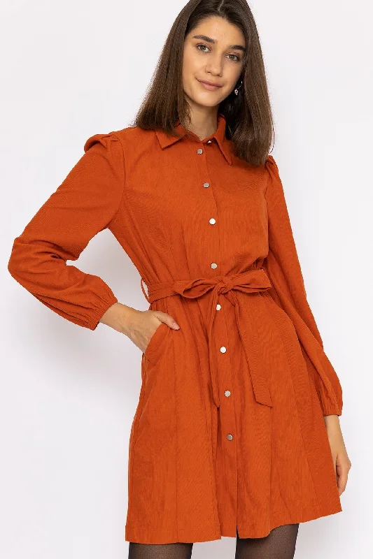 Cord Mini Dress in Rust