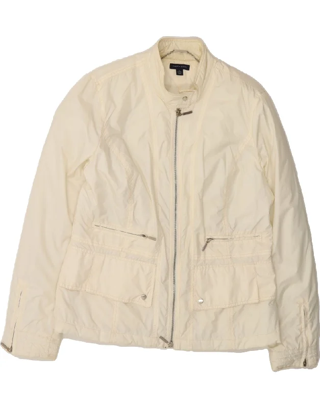 TOMMY HILFIGER Womens Bomber Jacket UK 18 XL White Nylon