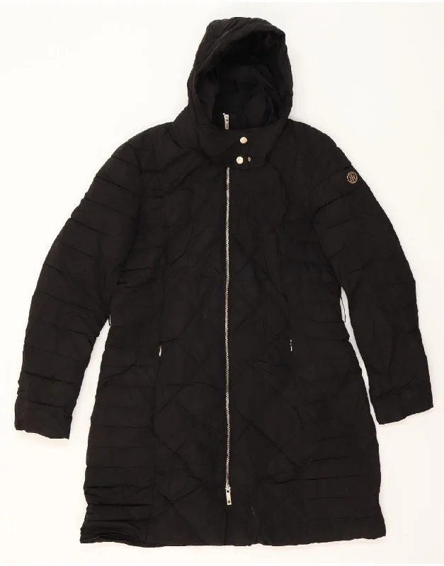 TOMMY HILFIGER Womens Hooded Padded Coat UK 16 Large Black