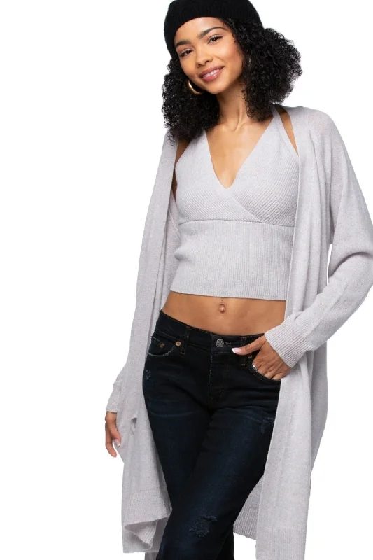 100% Cashmere Robyn Duster Front Tie Sweater