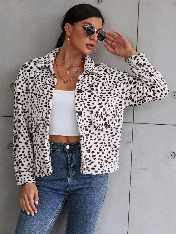 Casual All Over Print Button Front Long Sleeve Regular Women Jacket