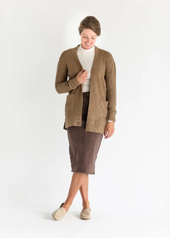 Maya Camel Open Front Cardigan - FINAL SALE