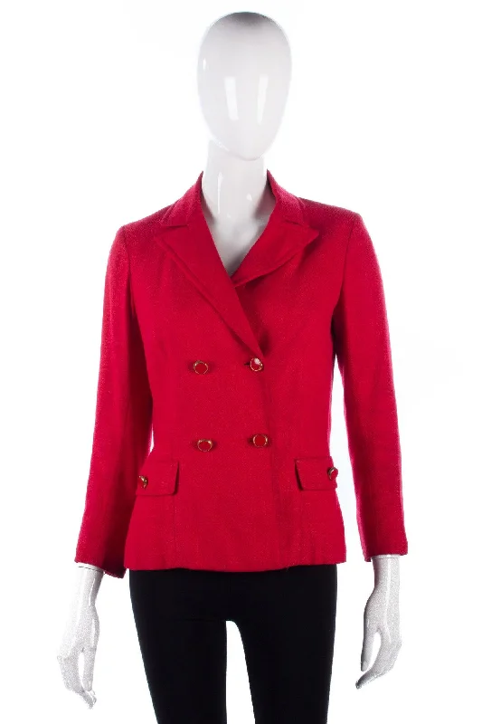 Rocha Vintage Tailored Jacket Linen Red UK Size !0