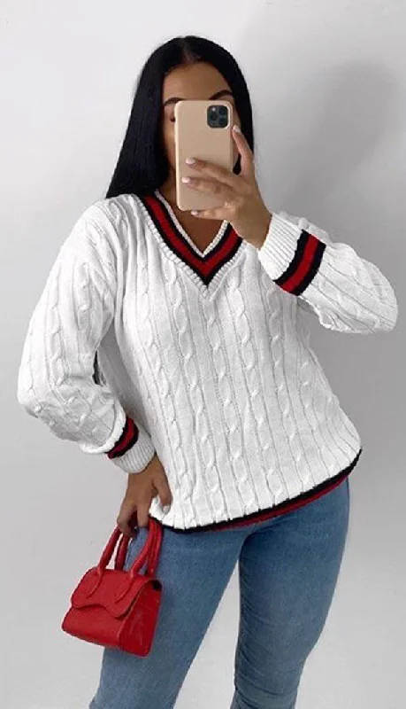 V-Neck Knitted Cricket Jumper