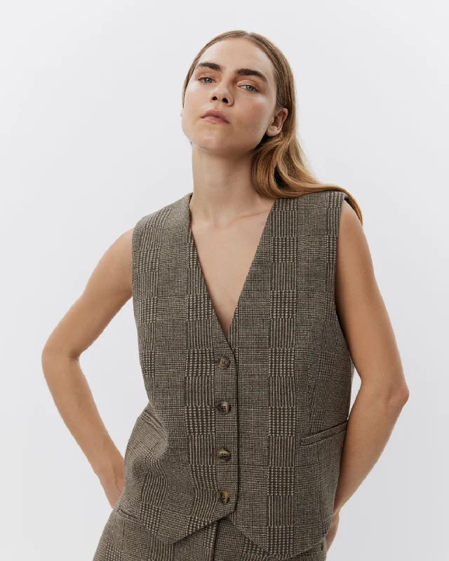 PHOENIXSW VEST - Brown check