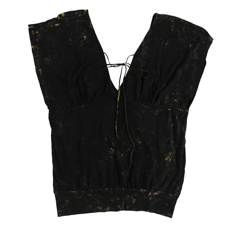 Evil Genius Womens Marble Tie Front Baby Doll Blouse, Black, Small Laid - back Women's Style Evil Genius Womens Marble Tie Front Baby Doll Blouse, Black, Small Laid - back Women's Style