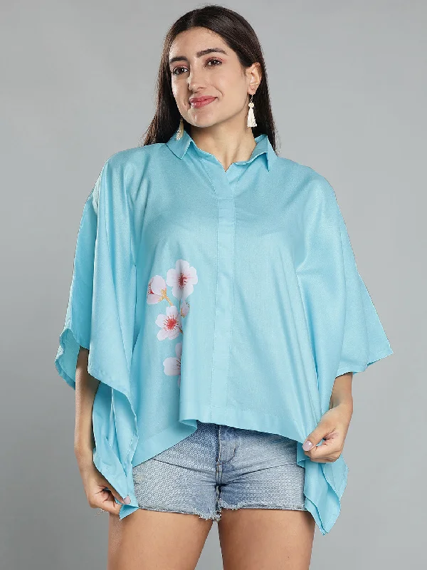 SkyBlue Kaftan Top - CherryBlossom Artistic Women's Avant - 