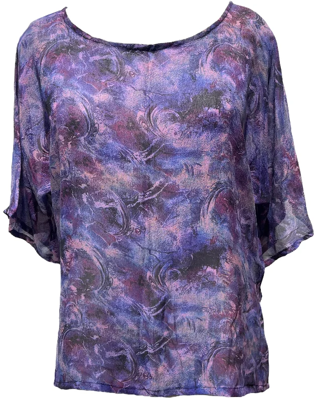 PRG4913 Sheer Avatar Pure Silk Side Slit Top Dynamic Women's Moto