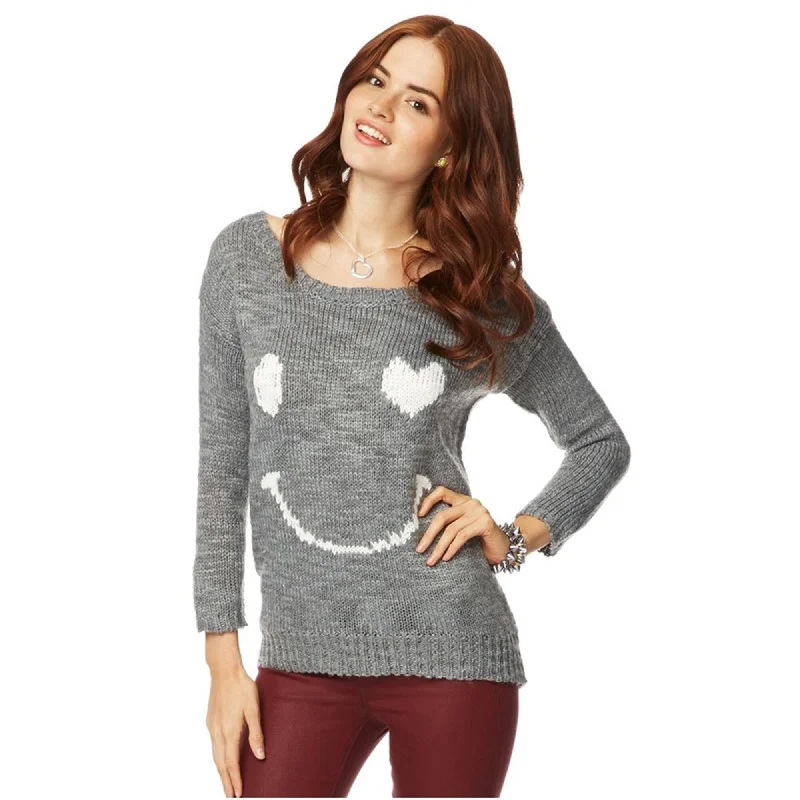 Aeropostale Womens Loose Heart Smile Knit Sweater Feminine Women's Soft 